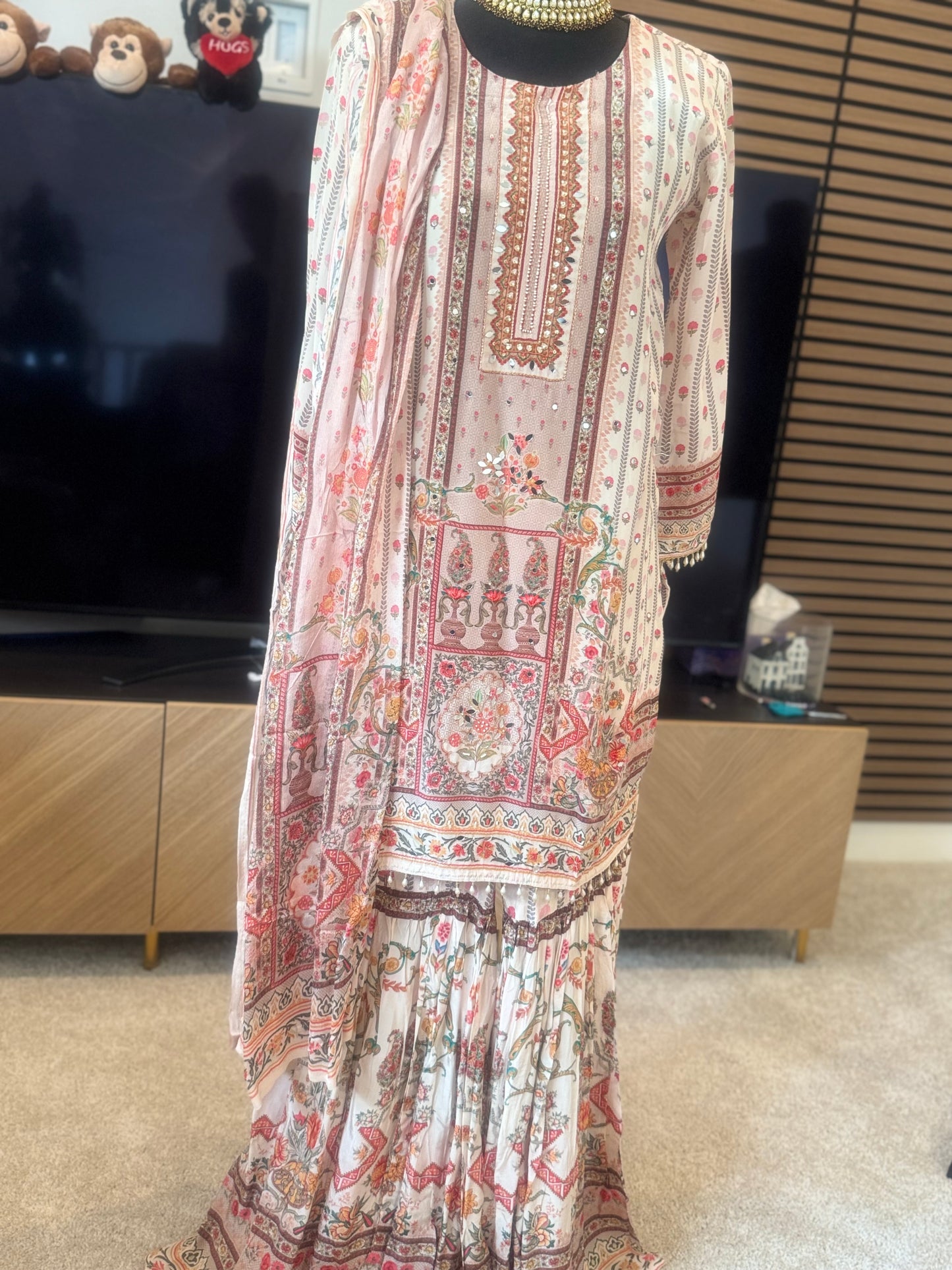 Printed Swarovski work garara set