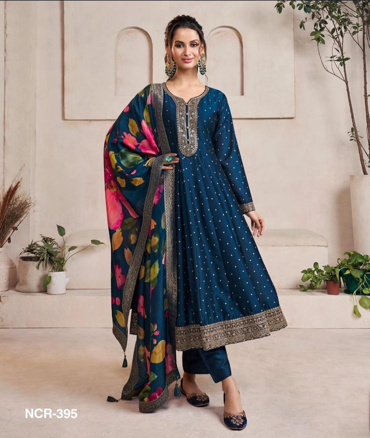 Deep Blue Anarkali suit