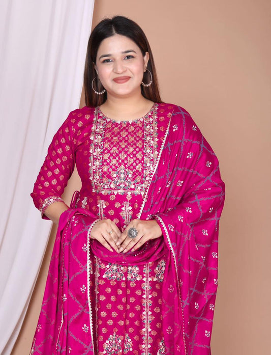 Rani khadi print anarkali