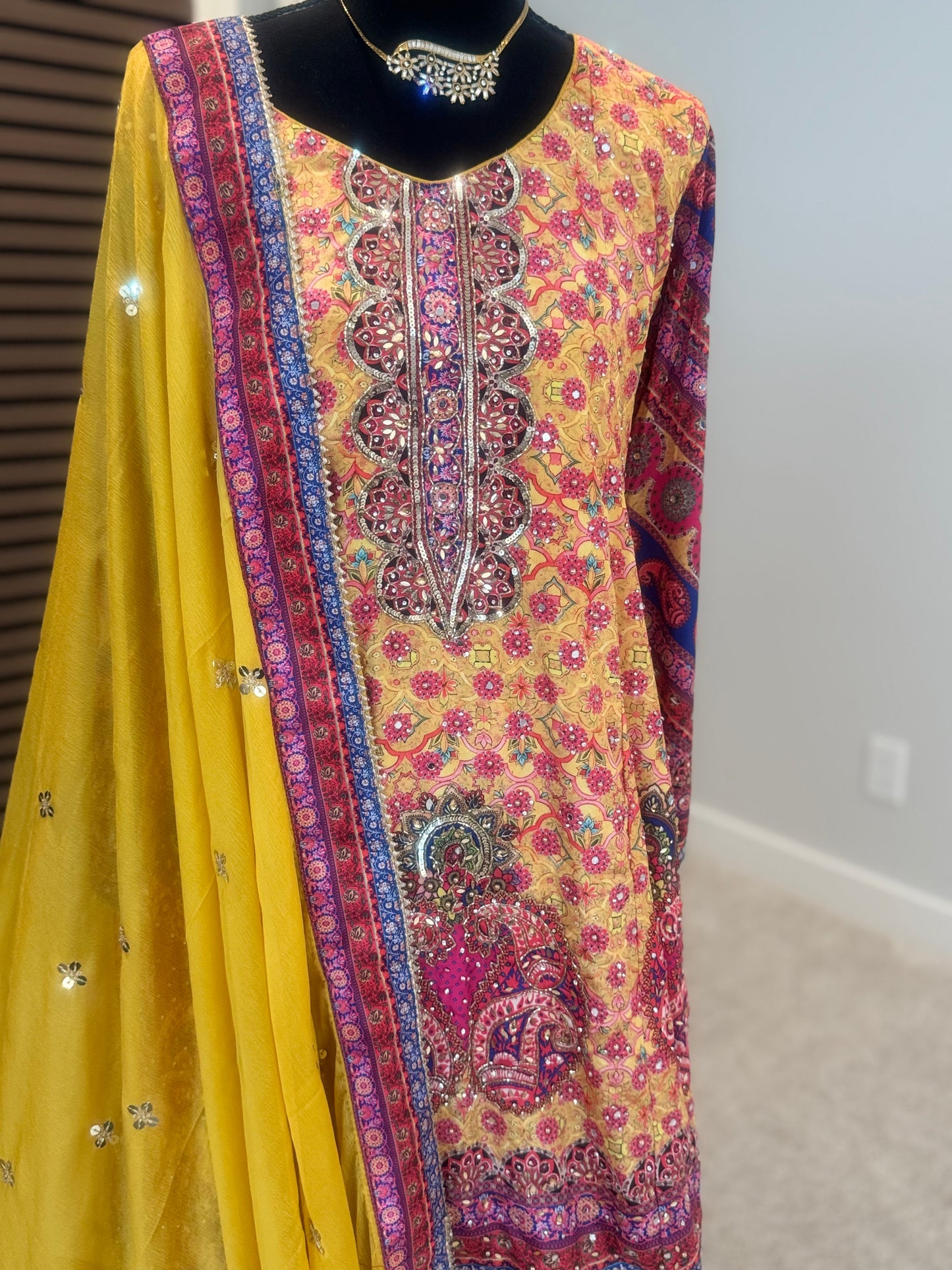 Yellow digital heavy work garara set