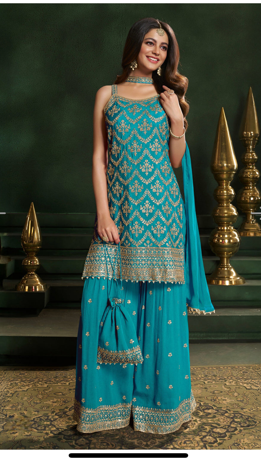 Heavy Aqua blue garara set