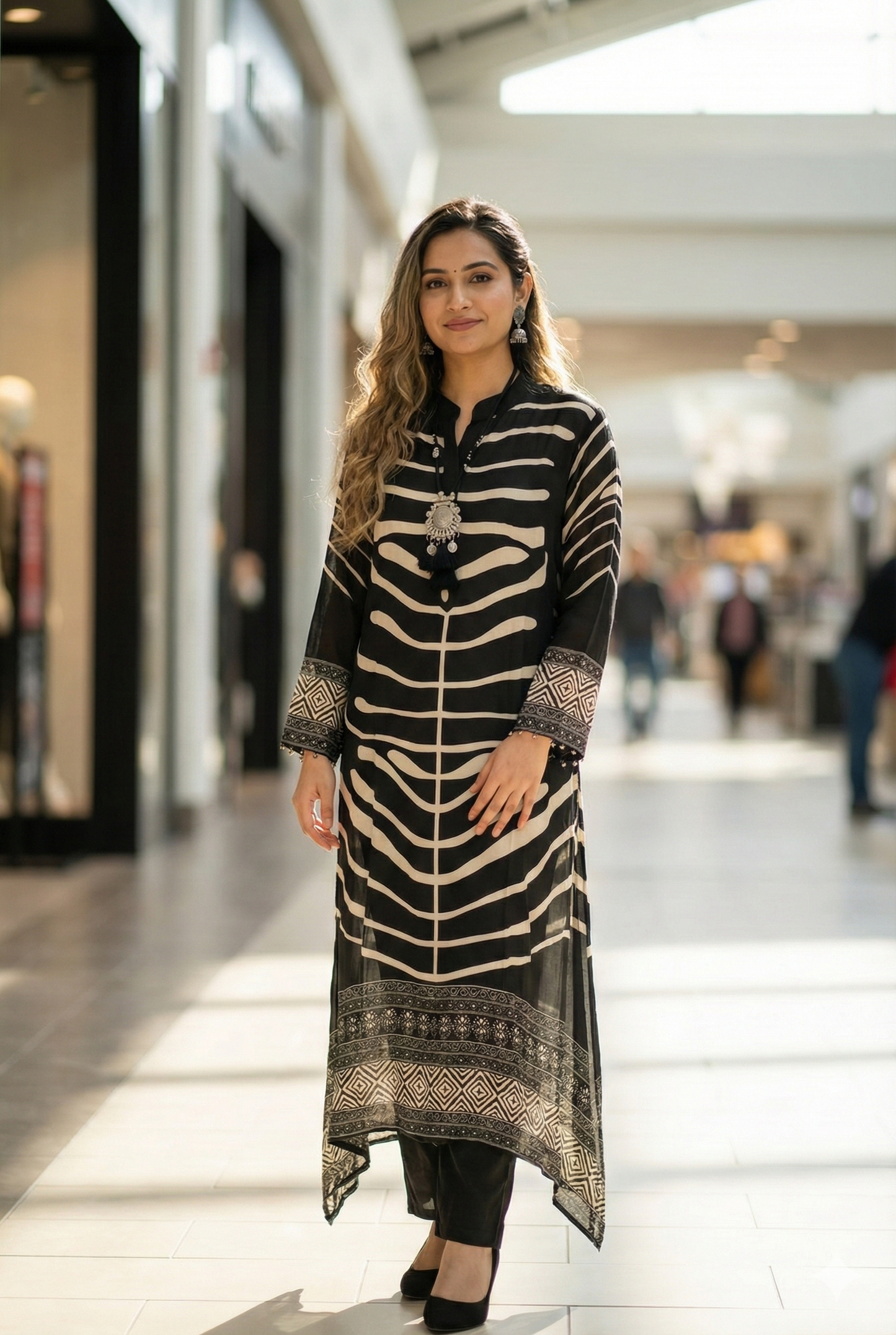 Black high low kurta set
