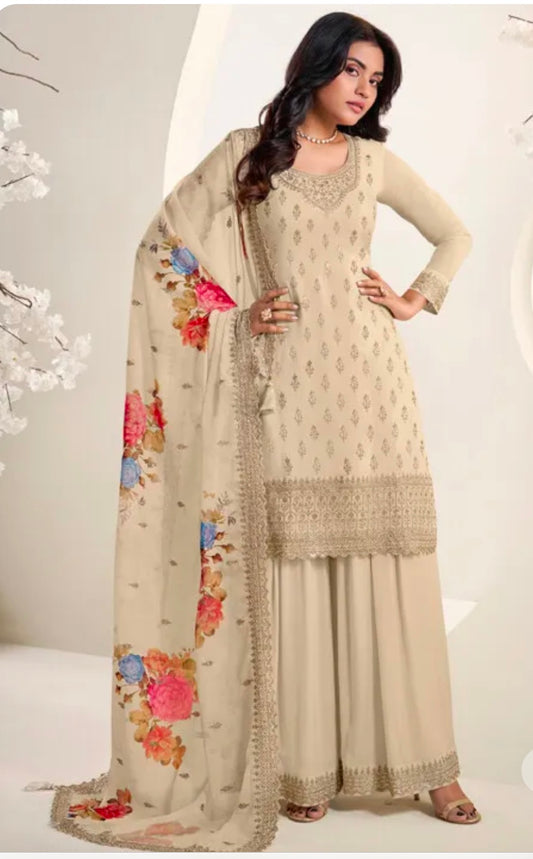 Cream Sharara set